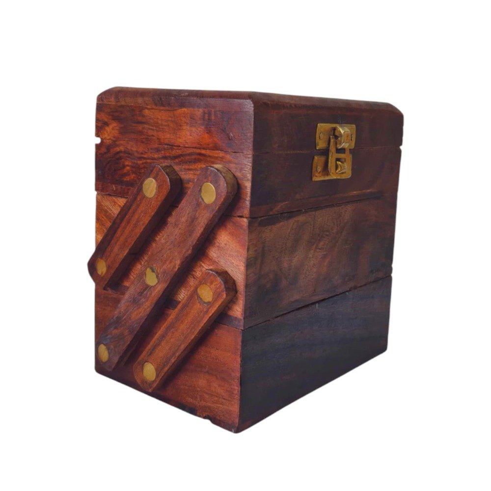 3-Drawer Wooden Carved Jewelry Box – A Timeless Treasure for Your Keepsakes thumbnail 2